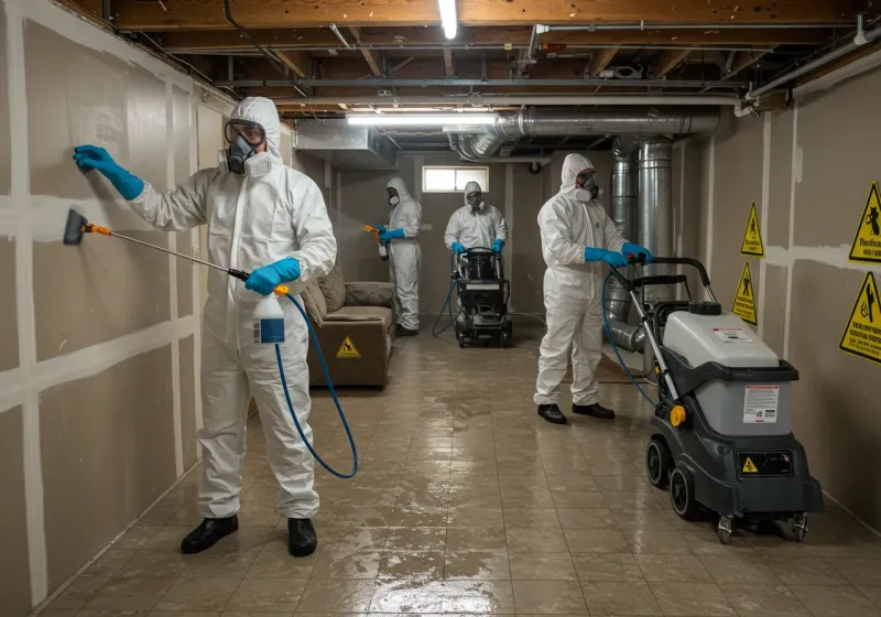 Basement Moisture Removal and Structural Drying process in Ludowici, GA